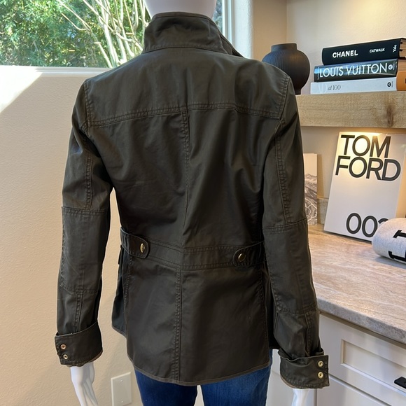 J Crew Women's Downtown Field Olive Green Waxed Cotton Full Zip Jacket! Size S - Picture 3 of 7